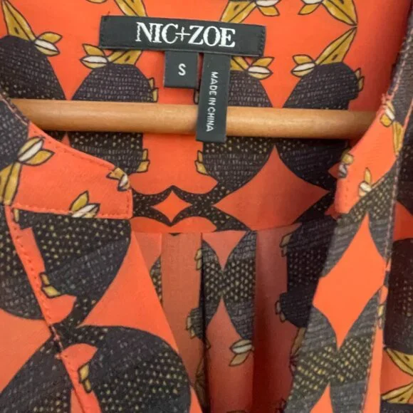 Women's Size Small NIC+ZOE Sleeveless Orange/Black Armadillo Top - Picture 4 of 16